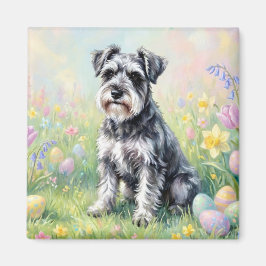 Íman Whimsical Schnauzer with Easter Eggs