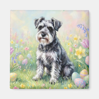 Íman Whimsical Schnauzer with Easter Eggs