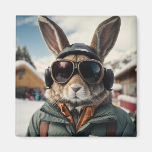 Íman Whimsical Snowboard Bunny