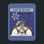 Íman Whimsical Snowman e Pinguins<br><div class="desc">Design de Natal bonito e esquisito. Excelente como um pequeno presente para a família,  amigos,  parceiros comerciais e clientes.</div>