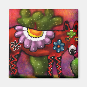 Íman Whimsical Southwest Floral Talavera-Style Donkey