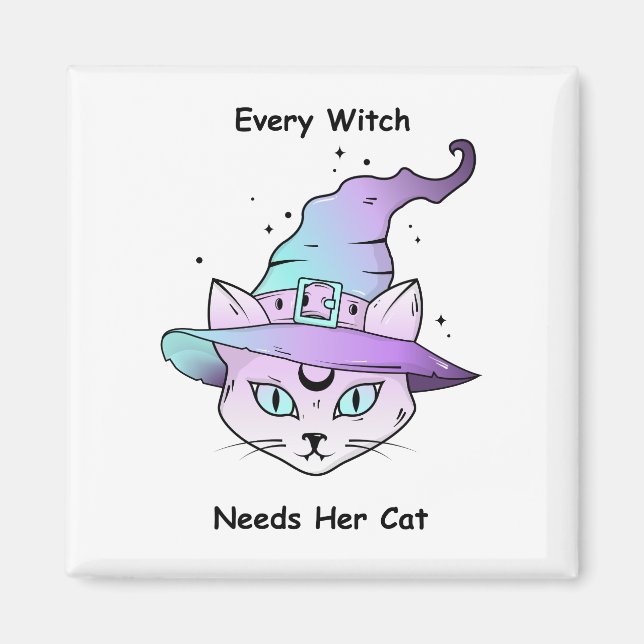 Íman Whimsical Witch Cat (Frente)