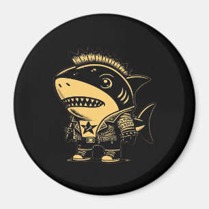 Íman Whimsigoth Cyborg Shark Vintage Art Design