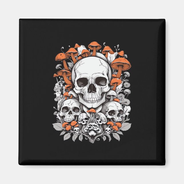 Íman Whimsigoth Skulls & Mushroom Vintage Botanic Ae (Frente)