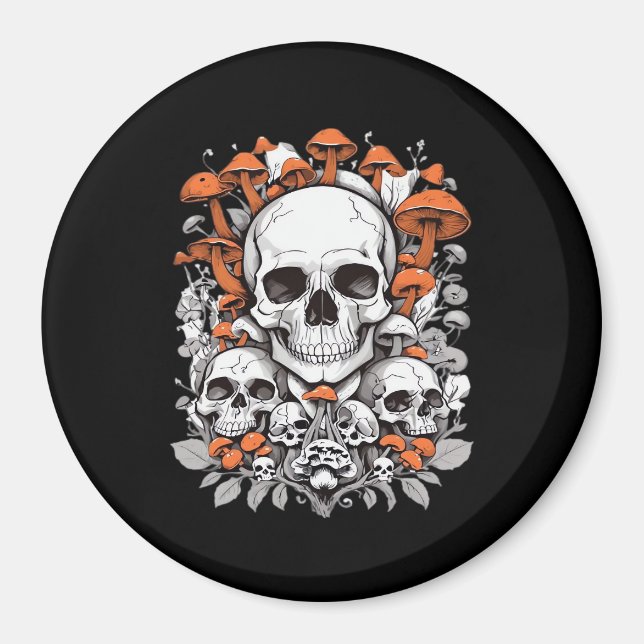 Íman Whimsigoth Skulls & Mushroom Vintage Botanic Ae (Frente)