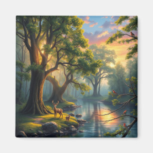 Íman Whispering Woods no Dawn Nature Trabalho de arte M