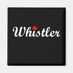 Íman Whistler Canada Script Text Maple Folha Escuro