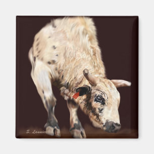 Íman White Bucking Rodeo Bull