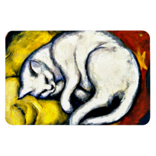 Íman White Cat, pintura de arte