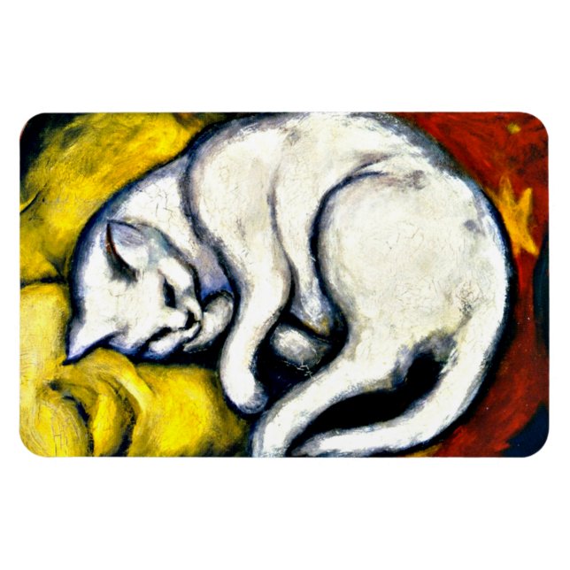 Íman White Cat, pintura de arte (Horizontal)