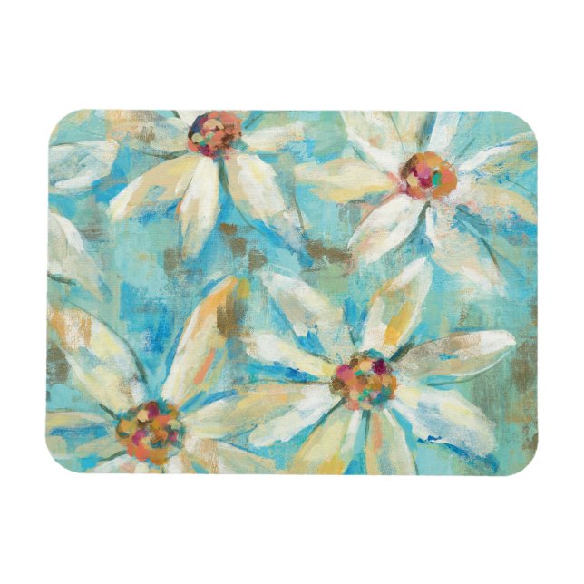 Íman White Daisies em Azul (Horizontal)