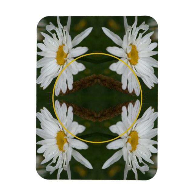 Íman White Daisy Flower Frame Adicionar Sua Própria Fot (Vertical)