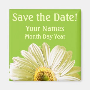 Íman White Daisy Flower Salve A Data Personalizada