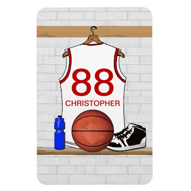 Íman White e Red Basball Jersey personalizados (Vertical)