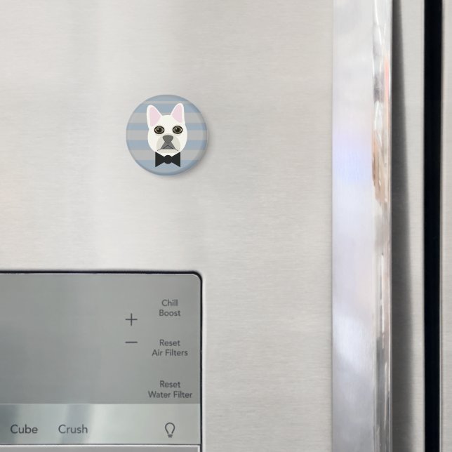 Íman White French Bulldog, Stripes (In Situ (Fridge))