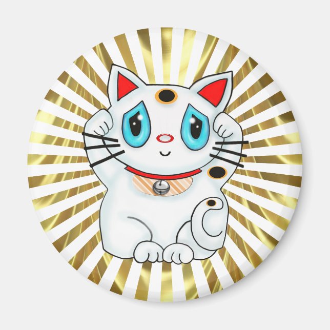 Íman White Maneki Neko Becking Good Sorck Cat (Frente)