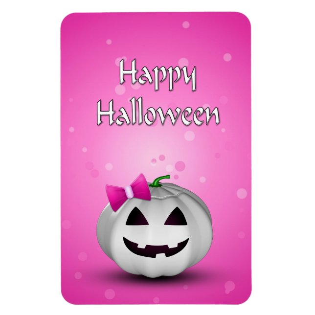 Íman White Pumpkin Pink Girly Halloween (Vertical)