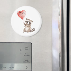 Íman White Raccoon com um Amor de Balão