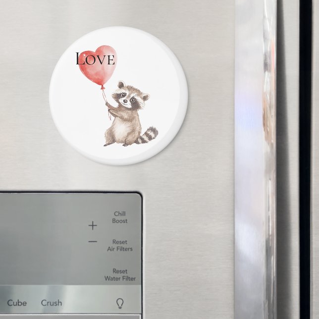 Íman White Raccoon com um Amor de Balão (In Situ (Fridge))