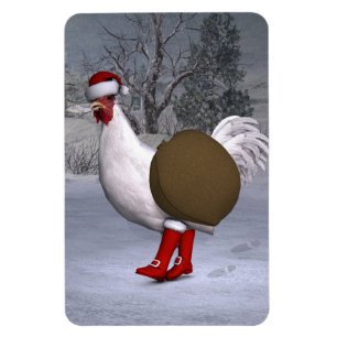 Íman White Rooster Santa Claus