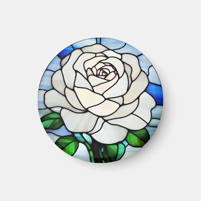 Íman White Rose Stained Glass (Frente)