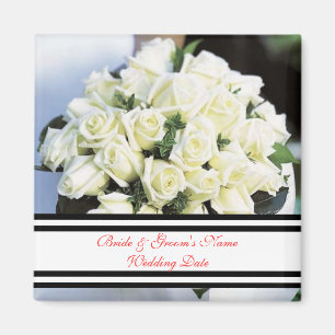 Íman White Rose Weding Magnet Favor Modelo