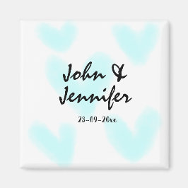 Íman white simple minimal text style wedding blue heart