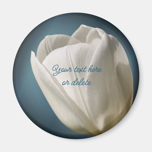 Íman White Tulip Flower Personalized (Frente)