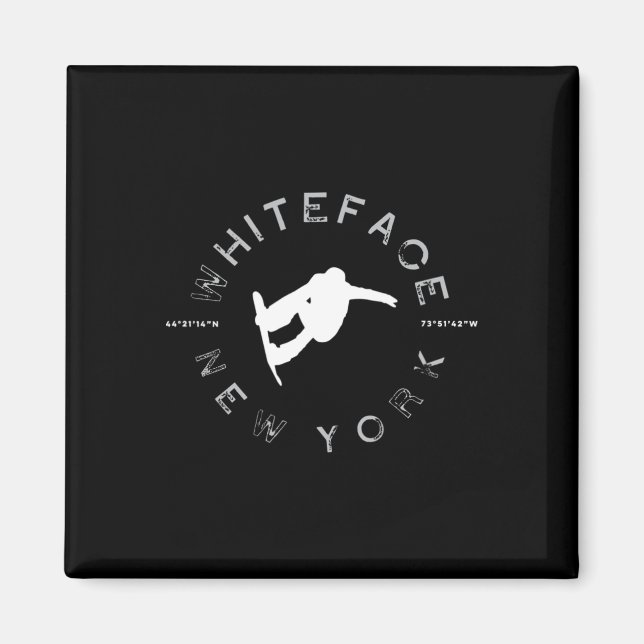 Íman Whiteface Mountain New York - Retro Snowboar (Frente)