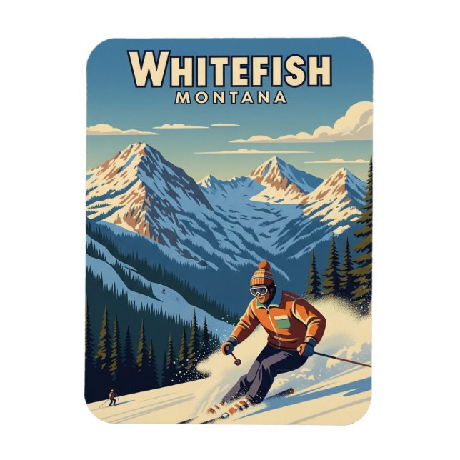 Íman Whitefish Montana Skier Viagem (Vertical)
