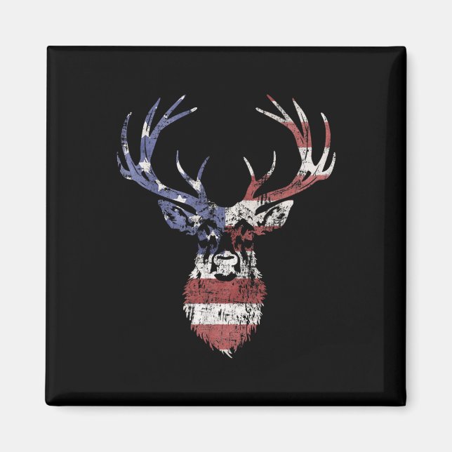 Íman Whitetail Buck Deer Hunting American Flag (Frente)