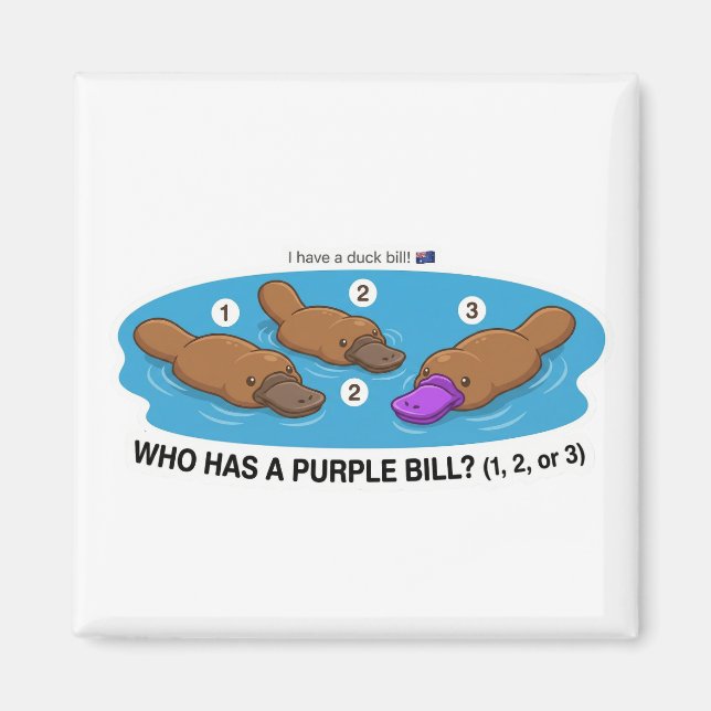 Íman Who Has A Purple Bill? Cute Platypus Australia Gam (Frente)