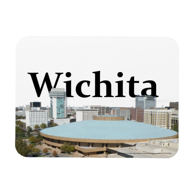 Íman Wichita Kansas Skyline com Wichita no céu (Horizontal)