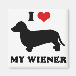 Íman WIENER DOG CAMISETAS - "I love my wiener"