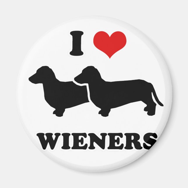 Íman WIENER DOG CAMISETAS - "I love my wieners" (Frente)