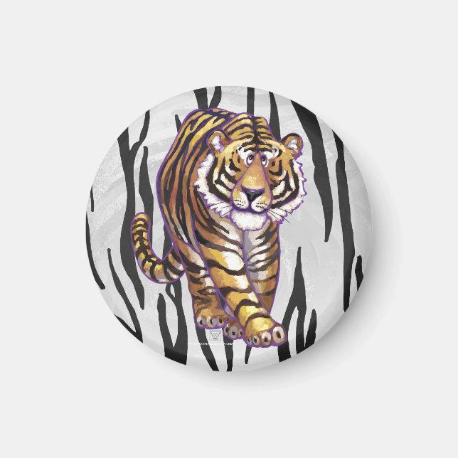 Íman Wild Me Tiger Black and White Impressão (Frente)