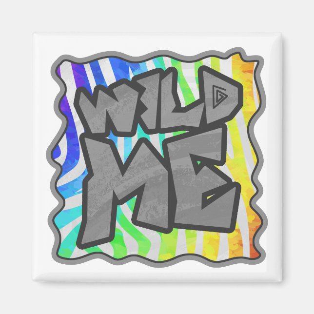 Íman Wild Me Zebra Rainbow e White Impressão (Frente)