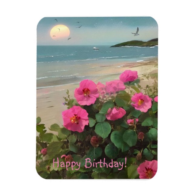 Íman Wild Rosa Beach Birthday (Vertical)