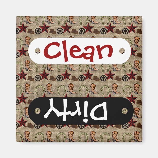 Íman Wild West Cowboy Country Western no Burlap Pattern (Frente)