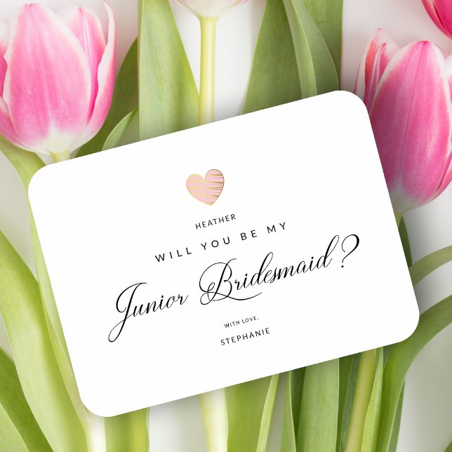 Íman Will You Be My Junior Bridesmaid Pink Heart (Criador carregado)