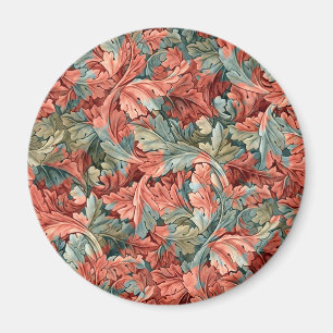 Íman William Morris Acanthus Botânico Vermelho Verde