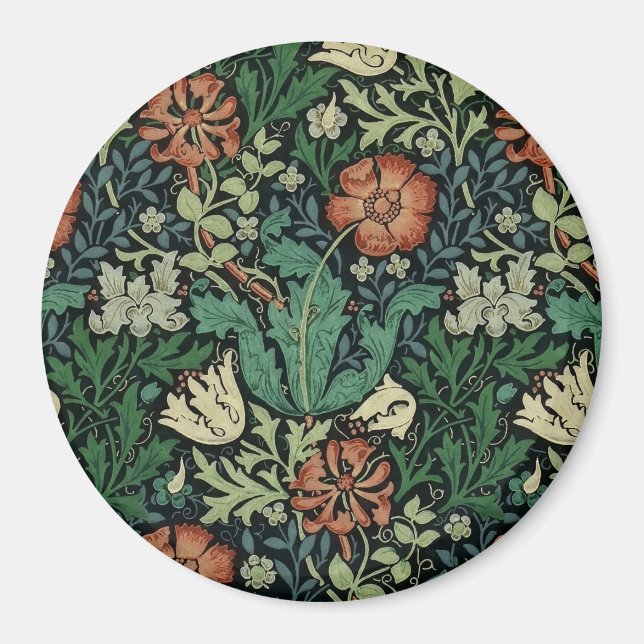 Íman William Morris Compton Floral Art Nouveau Pattern (Frente)