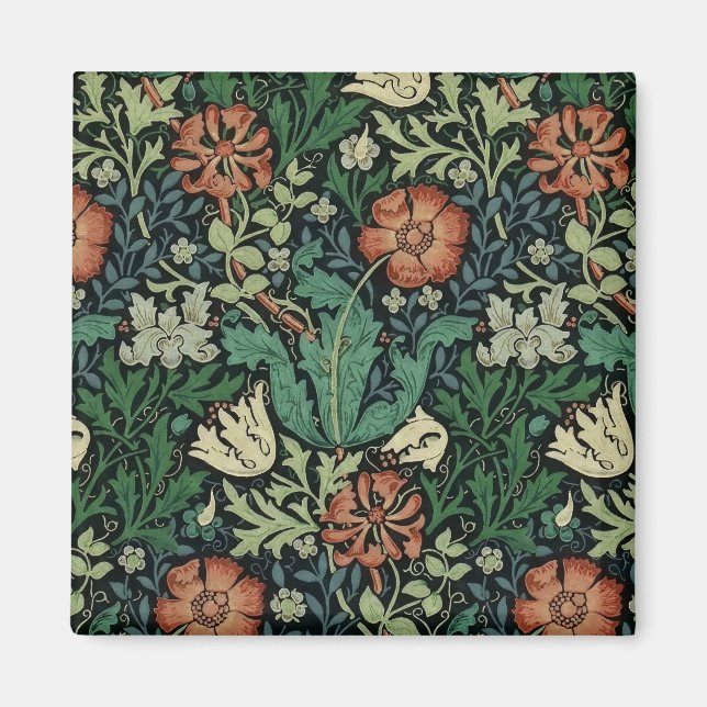 Íman William Morris Compton Floral Art Nouveau Pattern (Frente)