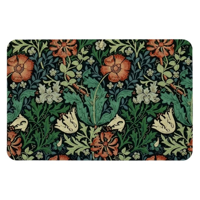 Íman William Morris Compton Floral Art Nouveau Pattern (Horizontal)