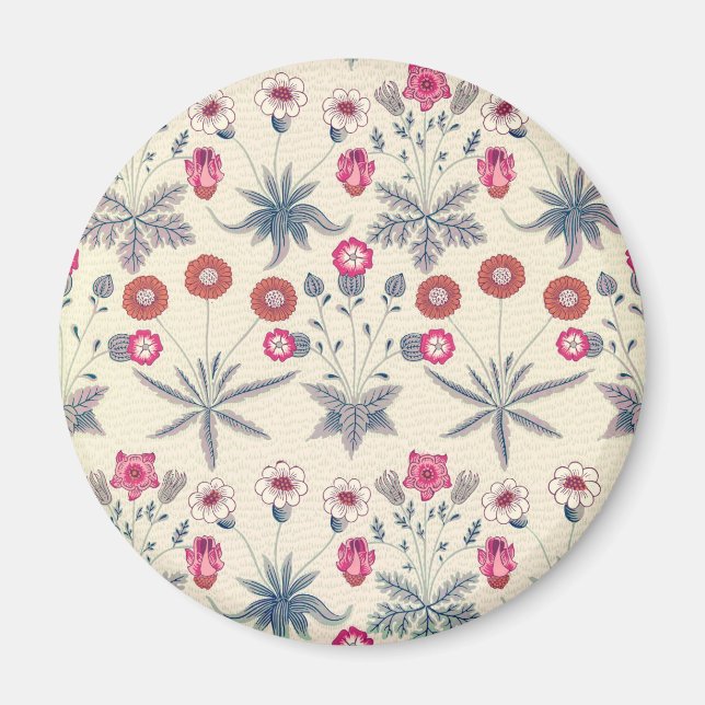 Íman William Morris Daisy Padrão Floral Laranja Vermelh (Frente)