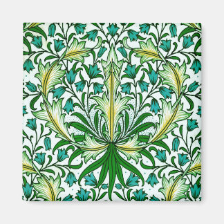 Íman William Morris Dourada Aqua Floral Wallpaper