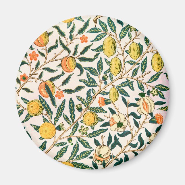 Íman William Morris Fruta Pomegranate White Ornament (Frente)
