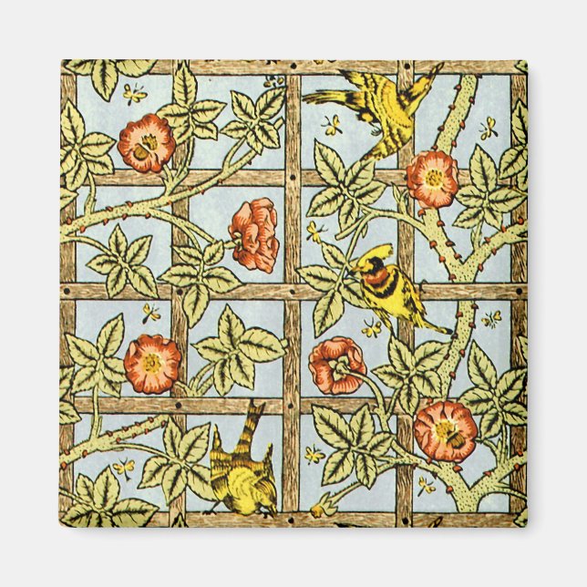 Íman William Morris pássaros e padrão das flores (Frente)