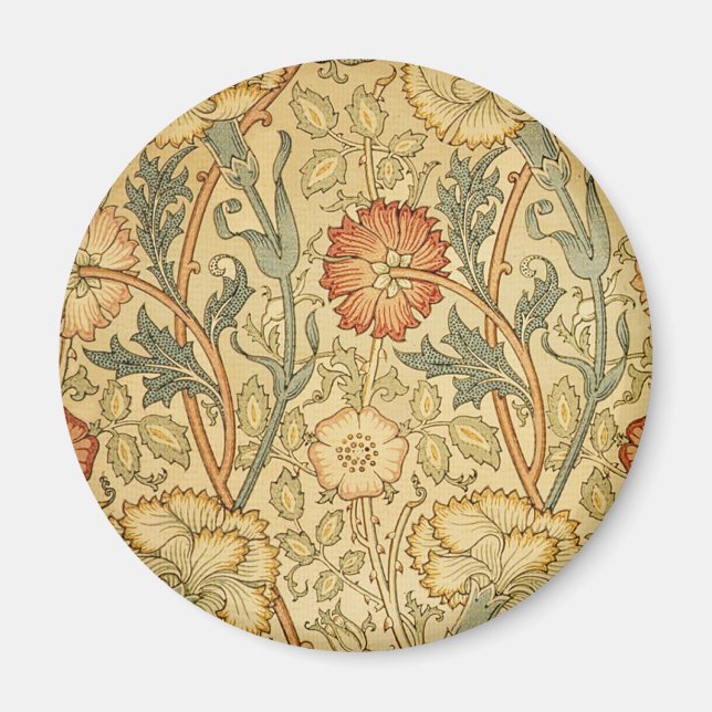 Íman William Morris Pink Rose Flower Wallpaper Padrão (Frente)