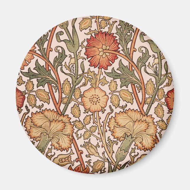 Íman William Morris Pink Rose Flower Wallpaper Padrão (Frente)